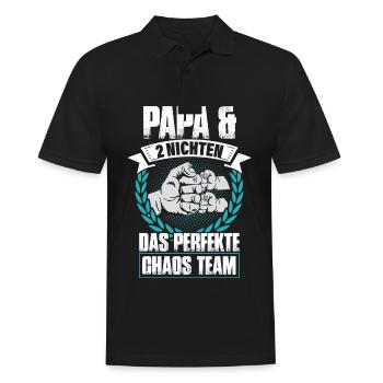 Papa und 2 Nichten Das Perfekte Chaos Team - Männer Poloshirt - Schwarz - Vorne - Kai (181cm)