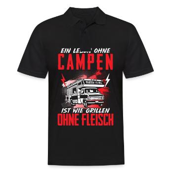 Leben Ohne Campen Grillen Ohne Fleisch Camper - Männer Poloshirt - Schwarz - Vorne - Kai (181cm)