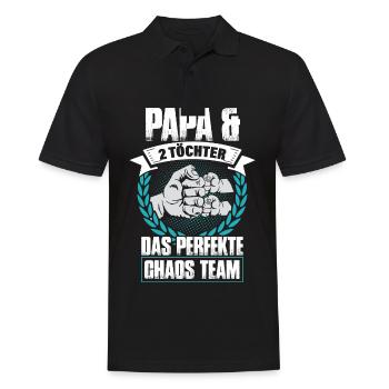 Papa und 2 Töchter Das Perfekte Chaos Team - Männer Poloshirt - Schwarz - Vorne - Kai (181cm)