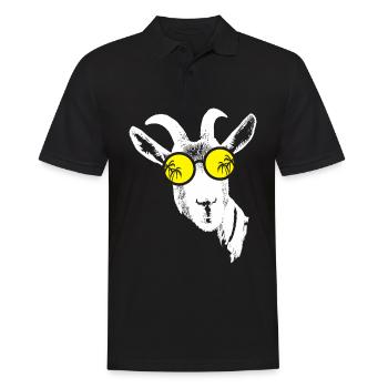 Ziege Tierliebhaber Naturfans Sonnenbrille Ziegenf - Männer Poloshirt - Schwarz - Vorne - Kai (181cm)