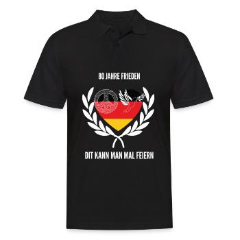 80 Jahre Frieden für Deutschland - Männer Poloshirt - Schwarz - Vorne - Kai (181cm)