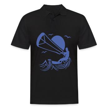 Kitesurfer Silhouette, Kiten Abenteuer Design - Männer Poloshirt - Schwarz - Vorne - Kai (181cm)