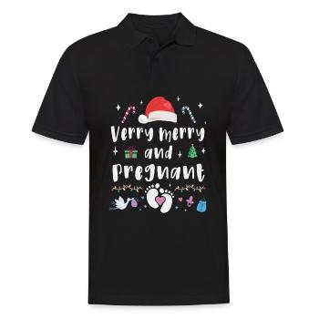 Fröhlich und schwanger an Weihnachten - Männer Poloshirt - Schwarz - Vorne - Kai (181cm)