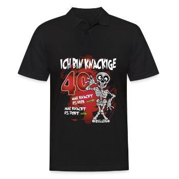 Geburtstag 40 Knackige Jahre Skelett Knochen - Männer Poloshirt - Schwarz - Vorne - Kai (181cm)