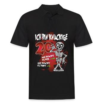 Geburtstag 20 Knackige Jahre Skelett Knochen - Männer Poloshirt - Schwarz - Vorne - Kai (181cm)