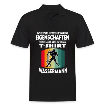 Geburtstag Sternzeichen Retro Wassermann - Männer Poloshirt - Schwarz - Vorne - Kai (181cm)
