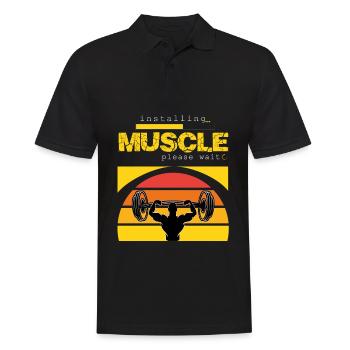 Bodybuilding Hantel Muskel aufbauen Training - Männer Poloshirt - Schwarz - Vorne - Kai (181cm)