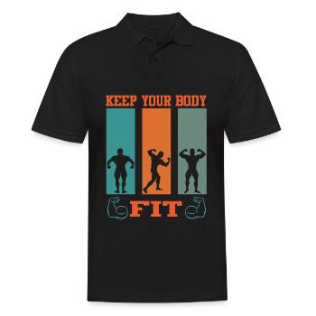 Bodybuilding Keep Body Fit Muskeltraining Hantel - Männer Poloshirt - Schwarz - Vorne - Kai (181cm)