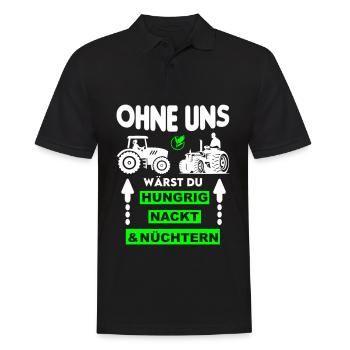 Bauer Hungrig Nackt Nüchtern Protest - Männer Poloshirt - Schwarz - Vorne - Kai (181cm)