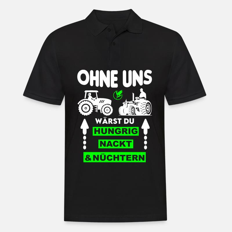 Bauer Hungrig Nackt Nüchtern Protest - Männer Poloshirt - Schwarz