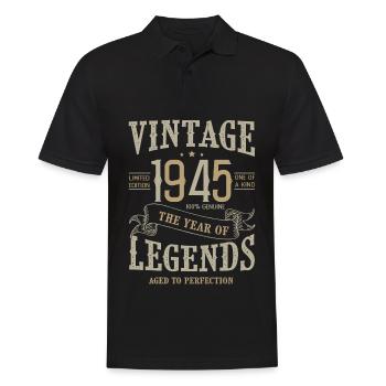 1945 Vintage 1945 Anniversary - Men's Polo Shirt - black - Front - Kai (181cm)