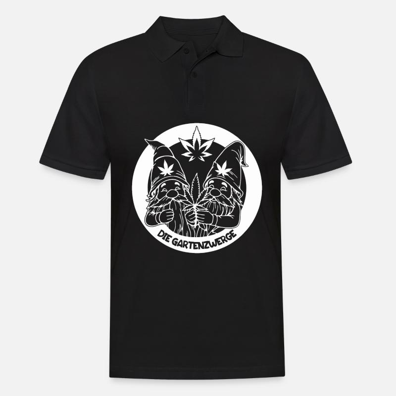 Kiffer Gartenzwerge mit Hanfblatt - Männer Poloshirt - Schwarz
