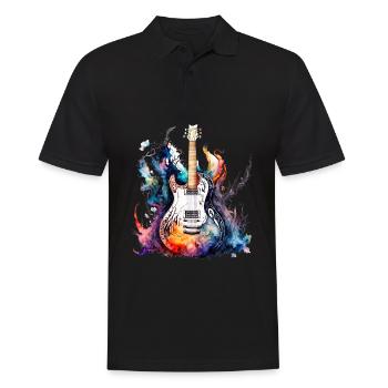 Eine schöne Musik Gitarre gemalt in Wasserfarben - Männer Poloshirt - Schwarz - Vorne - Kai (181cm)