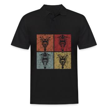 Moto moto moto rétro motocyclistes - Polo Homme - noir - Devant - Kai (181cm)