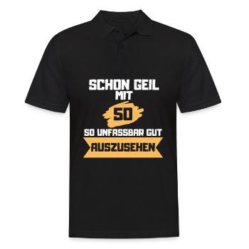 50. Geburtstag - Männer Poloshirt - Schwarz - Vorne - Kai (181cm)