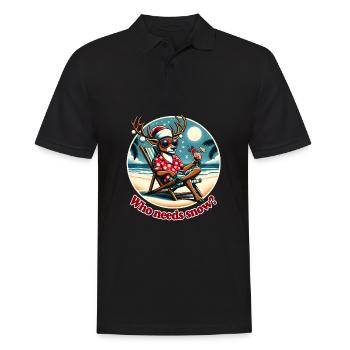 Vacances à Noël, rennes frais sur la plage - Polo Homme - noir - Devant - Kai (181cm)