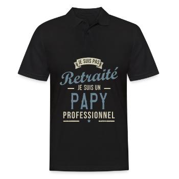 PAS RETRAITE PAPY PROFESSIONNEL cadeau noel Fête - Polo Homme - noir - Devant - Kai (181cm)