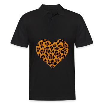 Coeur avec cadeau de motif peau de léopard - Polo Homme - noir - Devant - Kai (181cm)