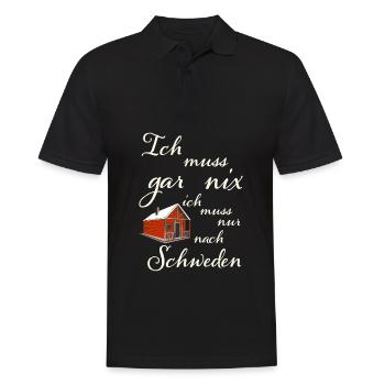 Ich muss gar nichts Ich muss nur nach Schweden - Männer Poloshirt - Schwarz - Vorne - Kai (181cm)