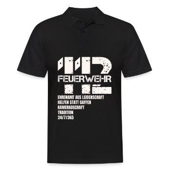 112 Feuerwehr Geschenk - Männer Poloshirt - Schwarz - Vorne - Kai (181cm)