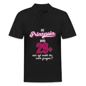 Ich bin 29 +. Ideal als Geschenk zum 30er. - Männer Poloshirt - Schwarz - Vorne - Kai (181cm)