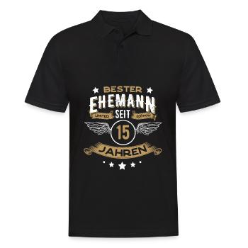 Bester Ehemann seit 15 Jahren Hochzeit 2006 - Männer Poloshirt - Schwarz - Vorne - Kai (181cm)