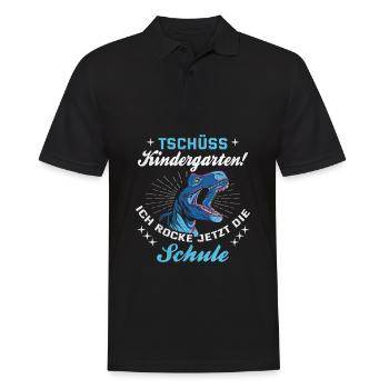 Kindergarten ist vorbei, Tschüss! - Männer Poloshirt - Schwarz - Vorne - Kai (181cm)