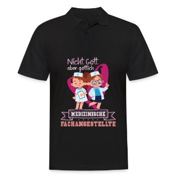 Ausbildung Medizinische Fachangestellte MFA - Männer Poloshirt - Schwarz - Vorne - Kai (181cm)