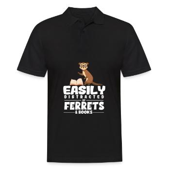 Frettchen Liebhaber | Bücher Lesen Tiere Geschenke - Männer Poloshirt - Schwarz - Vorne - Kai (181cm)