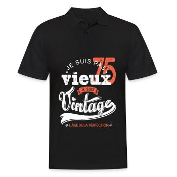 Je suis vintage cadeau humour anniversaire 75 ans - Polo Homme - noir - Devant - Kai (181cm)