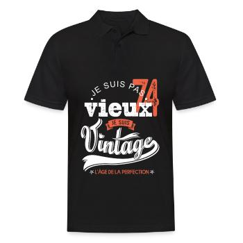 Je suis vintage cadeau humour anniversaire 74 ans - Polo Homme - noir - Devant - Kai (181cm)