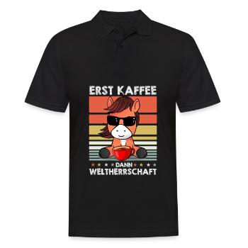 Pferd Reitsport Sonnenbrille Kaffee - Männer Poloshirt - Schwarz - Vorne - Kai (181cm)