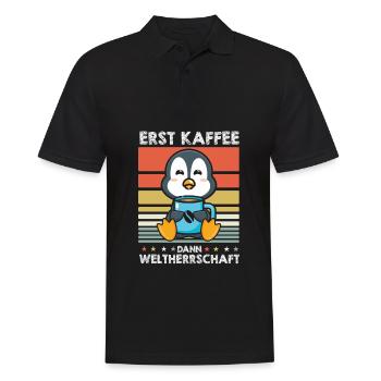 Pinguin Kaffee - Männer Poloshirt - Schwarz - Vorne - Kai (181cm)