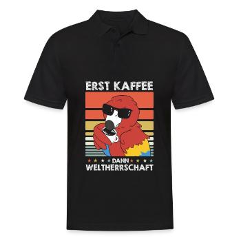 Papagei Kaffee-Sonnenbrille - Männer Poloshirt - Schwarz - Vorne - Kai (181cm)