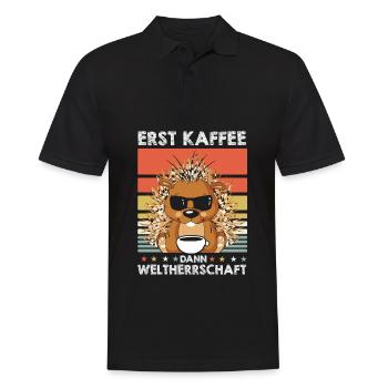 Stachelschwein Kaffee-Sonnenbrille - Männer Poloshirt - Schwarz - Vorne - Kai (181cm)