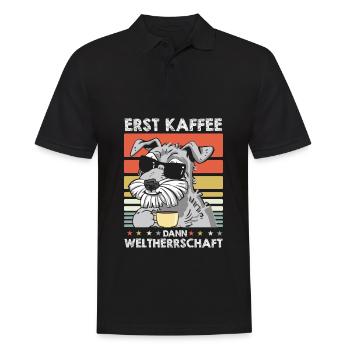 Schnauzer Hund Kaffee-Sonnenbrille - Männer Poloshirt - Schwarz - Vorne - Kai (181cm)