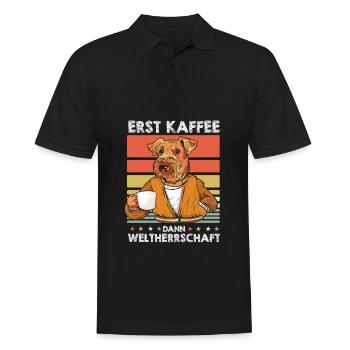 Airedale Terrier Kaffee - Männer Poloshirt - Schwarz - Vorne - Kai (181cm)