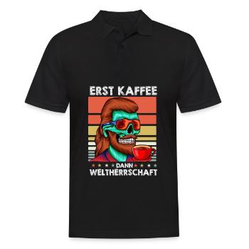 Vokuhila Sonnenbrille Kaffee - Männer Poloshirt - Schwarz - Vorne - Kai (181cm)
