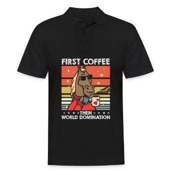 Pferd Reitsport Sonnenbrille Kaffee - Männer Poloshirt - Schwarz - Vorne - Kai (181cm)