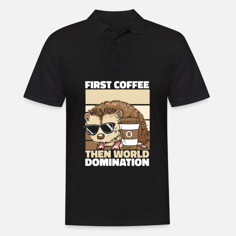 Igel Kaffee Sonnenbrille - Männer Poloshirt - Schwarz