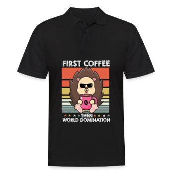 Stachelschwein Kaffee-Sonnenbrille - Männer Poloshirt - Schwarz - Vorne - Kai (181cm)