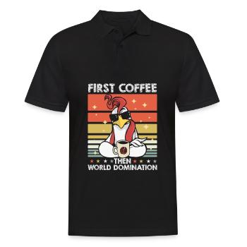 Hahn Gockel Kaffee Sonnenbrille - Männer Poloshirt - Schwarz - Vorne - Kai (181cm)
