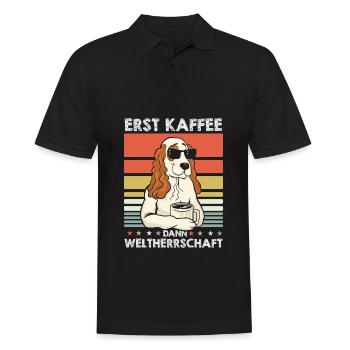 Cocker Spaniel Kaffee Sonnenbrille - Männer Poloshirt - Schwarz - Vorne - Kai (181cm)