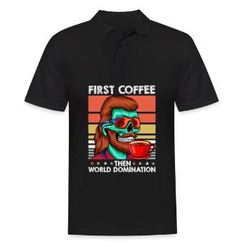 Vokuhila Skull Coffee - Men's Polo Shirt - black - Front - Kai (181cm)