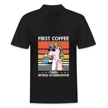 Einhorn Unicorn Kaffee Sonnenbrille - Männer Poloshirt - Schwarz - Vorne - Kai (181cm)