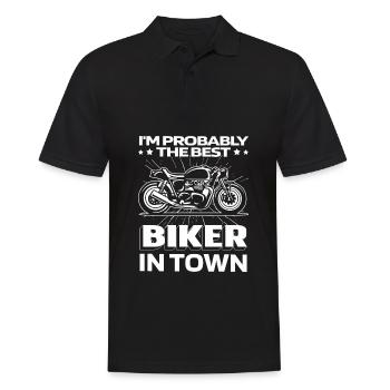 Moto Motard Moto Drôle - Polo Homme - noir - Devant - Kai (181cm)