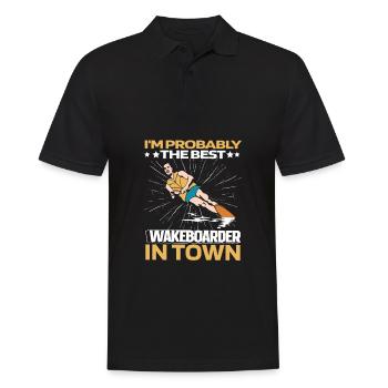 Wakeboard Wakeboarder Witzig - Männer Poloshirt - Schwarz - Vorne - Kai (181cm)