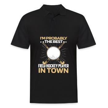 Feldhockey Witzig - Männer Poloshirt - Schwarz - Vorne - Kai (181cm)