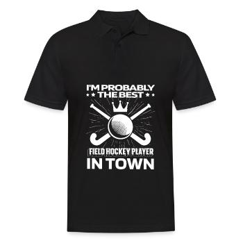 Feldhockey Witzig - Männer Poloshirt - Schwarz - Vorne - Kai (181cm)