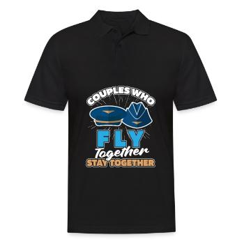 Flugbegleiter Stewardess Paar - Männer Poloshirt - Schwarz - Vorne - Kai (181cm)